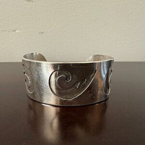 Vintage Sterling Silver Bracelet 6.25” Dawahoya Style Water Wave Cuff